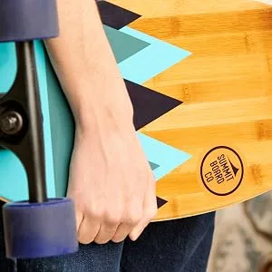 Summit Board Co Short Longboard Skateboard Deck with Precision Bearings and Rugged Wheels for Beginners and Experienced Skaters, Wide Mini Balanced Design Pixels - summit board co design