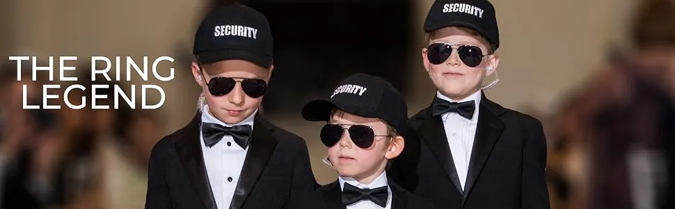 THE RING LEGEND Ring Security Ring Bearer Briefcase, Hat, and Earpiece - Kids/Youth Size Cap - Wedding Ring Security Case for Kids - Special Agent Ring Bearer Box for Boys Security - Ring Bearer Ring Security Case Package