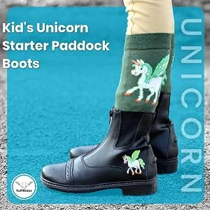 TuffRider Children's Unicorn Front Zip Paddock Boots Black 2 Big Kid - 30127