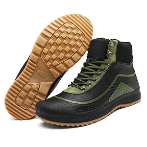 ulogu Men's Snow Boots Waterproof Fur Lined Booties Non-Slip Lightweight Winter Shoes 12 Orange - snow boots for men