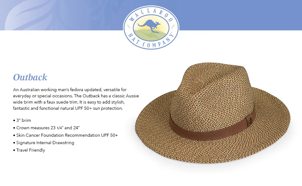 Wallaroo Hat Company Mens Outback Fedora Sun Hat  UPF 50+, Modern, Adjustable, Packable, Designed in Australia Large-X-Large Natural - wallaroo hat company serious sun protection outback unisex womens mens sun hat UPF