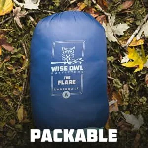 Wise Owl Outfitters Hammock Underquilt for Camping Hammock - Insulated Synthetic Underquilt for Single and Double Hammocks Grey - packable