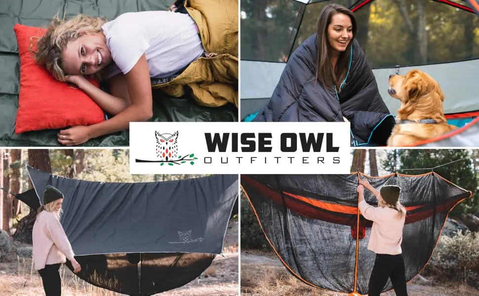 Wise Owl Outfitters Hammock Underquilt for Camping Hammock - Insulated Synthetic Underquilt for Single and Double Hammocks Grey - Wise Owl Outfitters