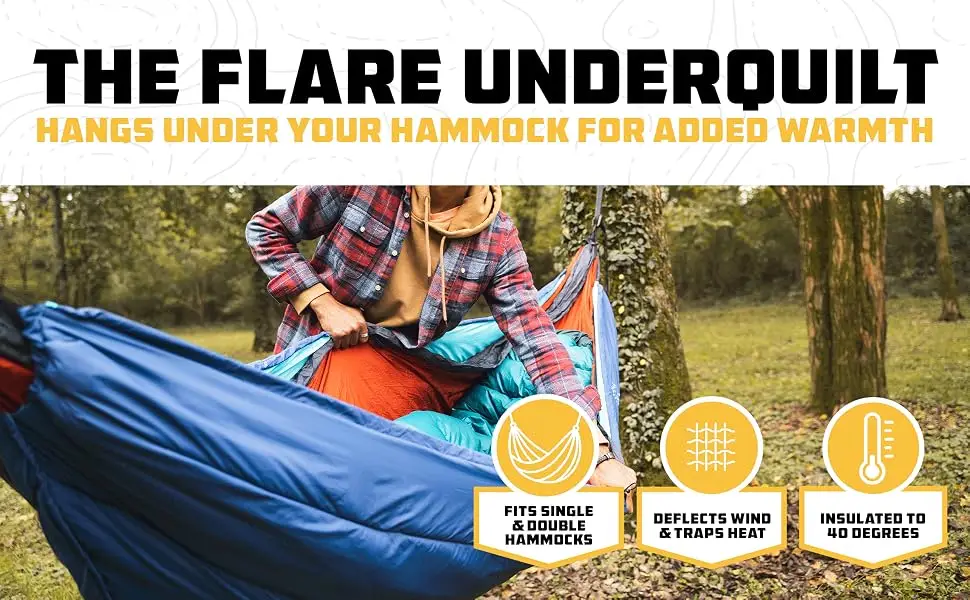 Wise Owl Outfitters Hammock Underquilt for Camping Hammock - Insulated Synthetic Underquilt for Single and Double Hammocks Grey - Wise Owl USA Based