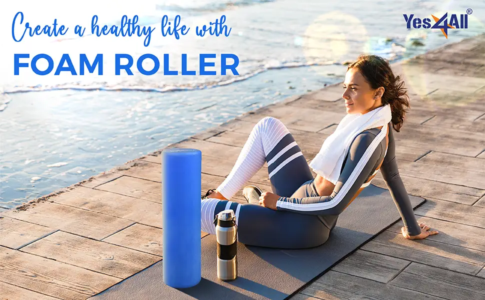 Yes4All Medium-Density Round EVA Foam Roller 12/ 18/ 24/ 36 inch for Physical Activities & Muscle Massage A. Blue 36-inch - roller eva