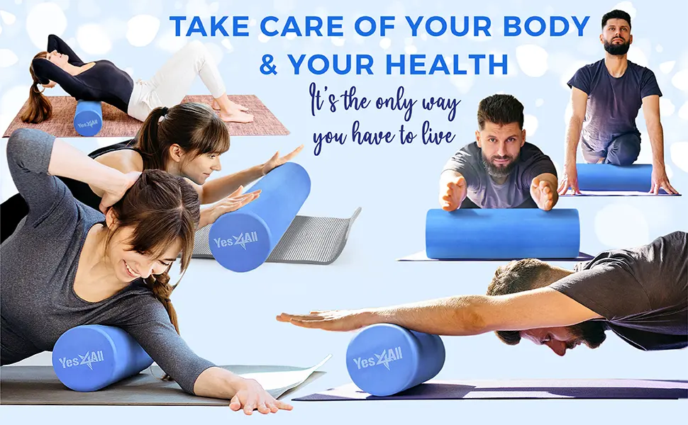 Yes4All Medium-Density Round EVA Foam Roller 12/ 18/ 24/ 36 inch for Physical Activities & Muscle Massage A. Blue 36-inch - roller eva