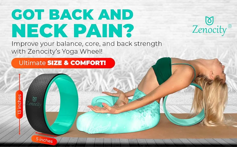 Yoga Back Roller - Yoga Wheel for Stretching and Back Pain Relief - Back Stretcher - Foam Roller - Best Balance Accessory for Stretching - Thick Padding for Comfort - Improve Flexibility Single - Photo 3