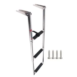 3 Step Stainless Steel Telescoping Boat Ladder Swim Step, 900 Pound Capacity for Marine Yacht - BOAT LADDER