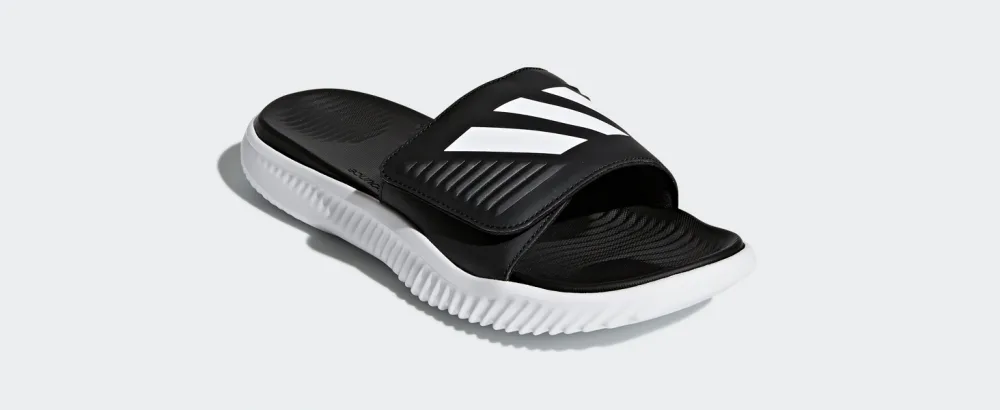 adidas Men's Alphabounce Slide 12 Black/Black - adidas AlphaBounce slide adjustable synthetic upper with 3-Stripes