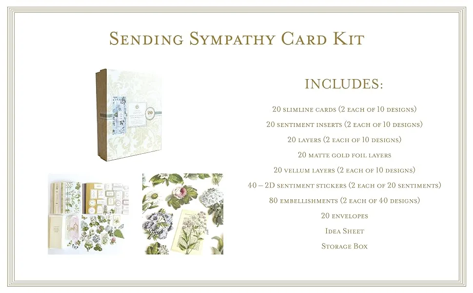 Anna Griffin Sending Sympathy Card Kit - Card Making Set for DIY -Makes 20 Cards - Sending Sympathy Card Kit
