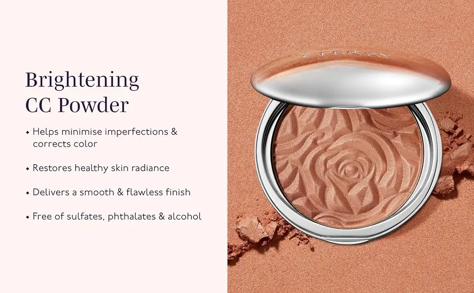 By Terry Brightening CC Powder | Highlighter and Bronzer Makeup | Optical Glow Technology Adds Radiance and Neutralises Redness | 10g (0.35 oz) - Brightening CC Powder