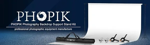 PHOPIK Photo Studio Backdrop Stand, 10ft Adjustable Photo Background Holder, Back Drop Banner Stand Support System Kit for Portrait & Studio Photography, Birthday Party - product information 1