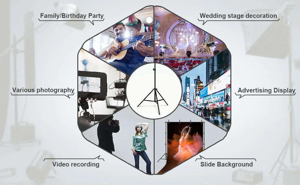PHOPIK Photo Studio Backdrop Stand, 10ft Adjustable Photo Background Holder, Back Drop Banner Stand Support System Kit for Portrait & Studio Photography, Birthday Party - product information 4