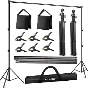 YELANGU 10Ft Photo Backdrop Stand, Adjustable Background Support for Parties. Portable Banner Back Drop Stand for Photography,Wedding and Advertising Display - banner stand