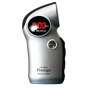 AlcoMate Prestige AL6000 RED | Professional Grade Breathalyzer | US DOT & US Coast Guard Approved | Globally Patented Replaceable Sensor Module - AlcoMate Prestige Silver