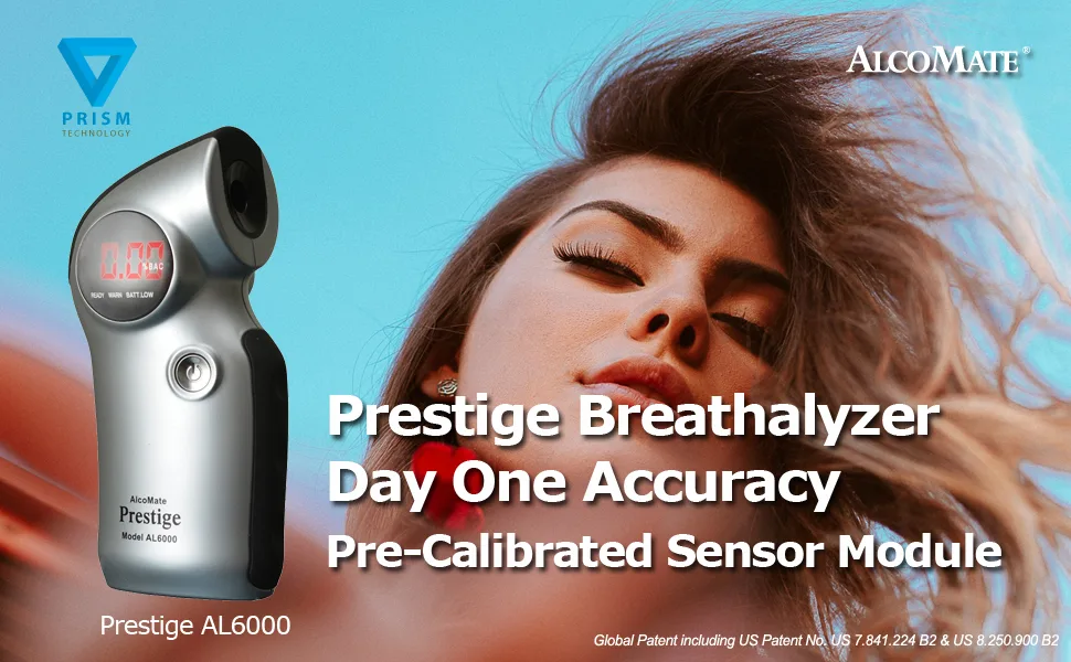 AlcoMate Prestige AL6000 RED | Professional Grade Breathalyzer | US DOT & US Coast Guard Approved | Globally Patented Replaceable Sensor Module - Prestige AL6000