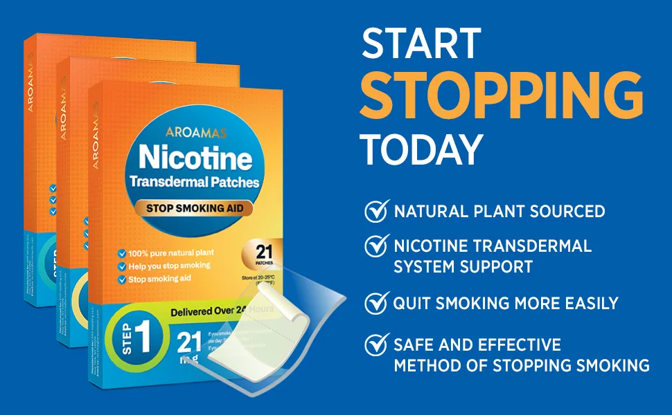 Aroamas Cot Aroamas Nicotine Patches to Help Quit Smoking, Stop Smoking - Delivered Over 24 Hours Transdermal System Aids That Work | Steps 1, 2, and 3 56 (8 Week Kit) - Stop Smoking with Nicotine Patches