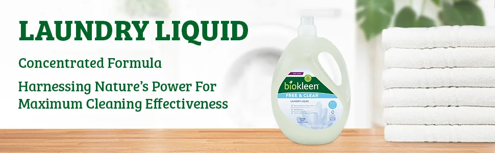 Biokleen Free & Clear Natural Liquid Laundry Detergent, Plant-Based, Unscented, Ultra-Concentrated - 300 Loads - laundry liquid