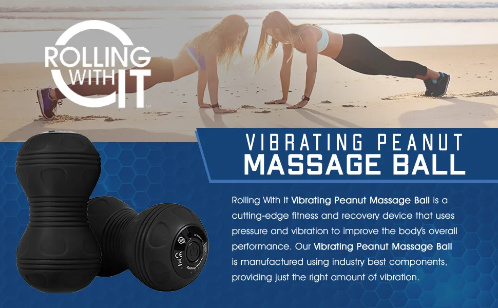 Professional Vibrating Peanut Massage Ball - Deep Tissue Trigger Point Therapy, Myofascial Release - Handheld, Cordless - 4 Intensity Levels - Dual Lacrosse Ball Vibration Massager (Black) - Vibrating peanut massage ball