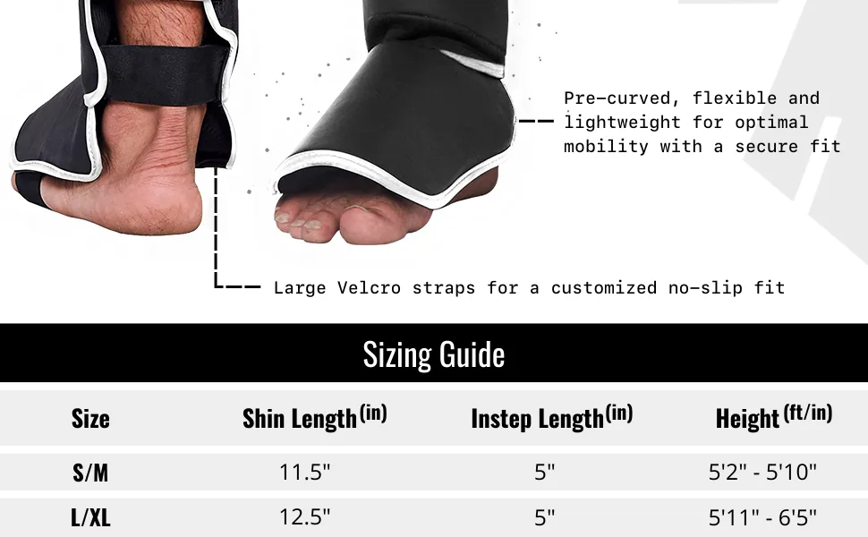 Elite Sports Muay Thai Shin Guards Kickboxing MMA Muay Thai Protective Shin Pad Leg Guards BLACK S-M - Feature image