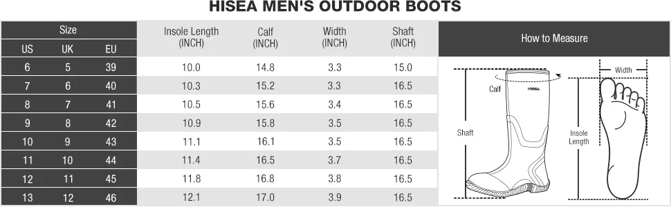 HISEA Men's Rain Boots Waterproof Durable Insulated Rubber Neoprene Outdoor Hunting Boots for Winter Snow Arctic 11 Camo - rain boots men