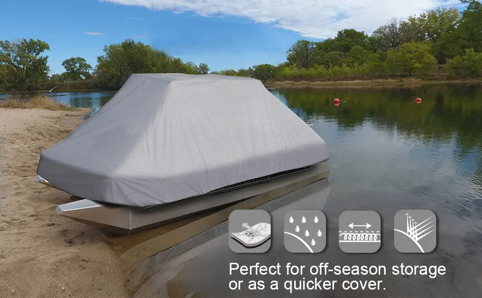 Leader Accessories Molded Pond Boat Cover Fits 8'-10'L Pond or Bass Boats (300D Grey) - product information 1