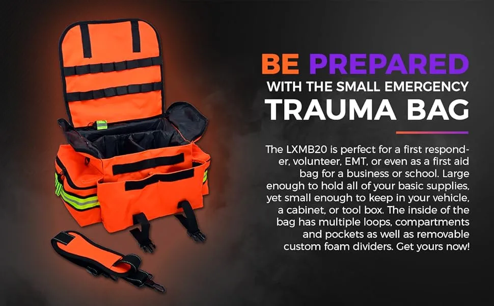Lightning X Small EMT Medic First Responder Trauma EMS Jump Bag w/Dividers Red - emergency trauma bag mb20 lightning x