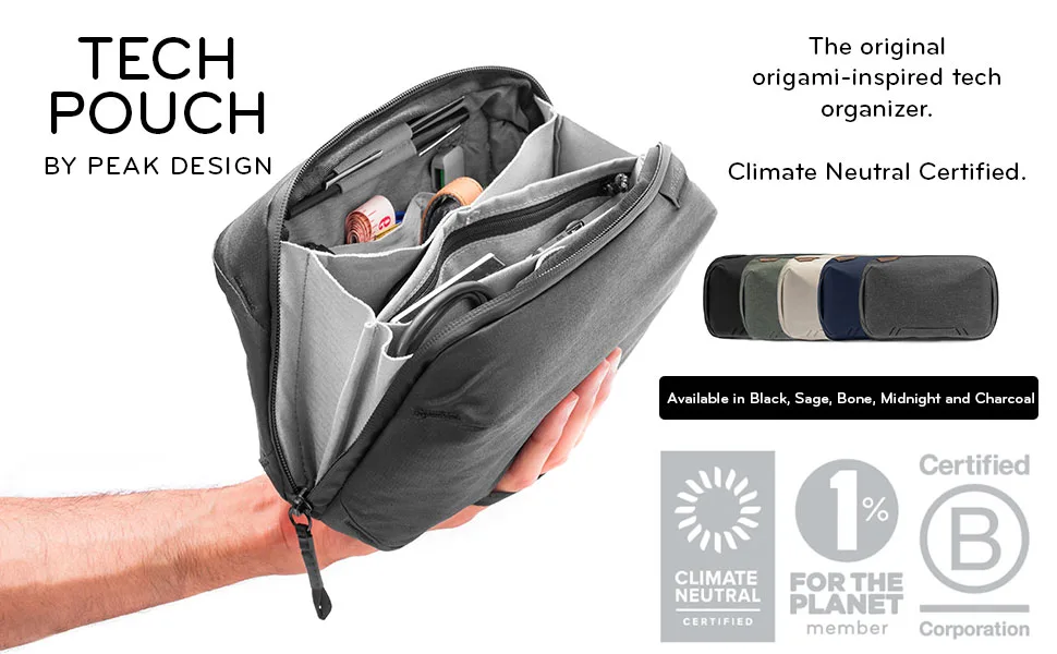 Peak Design Tech Pouch (Midnight) - The Original - Peak Design tech pouch black, for cables, filters and miscellaneous accessories