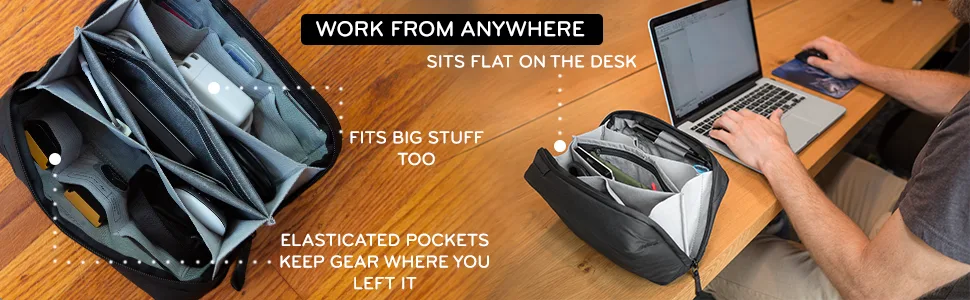 Peak Design Tech Pouch (Midnight) - The Original - Work from anywhere, sits flat on the desk, fits big stuff, chargers, batteries etc