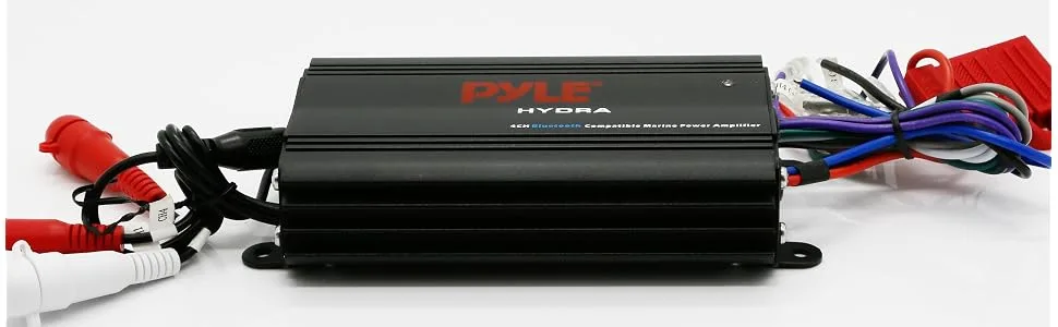 Pyle Auto 4-Channel Marine Amplifier - 200 Watt RMS 4 OHM Full Range Stereo with Wireless Bluetooth & Powerful Prime Speaker - High Crossover HD Music Audio Multi Channel System PLMRMB4CB,Black - product information 8