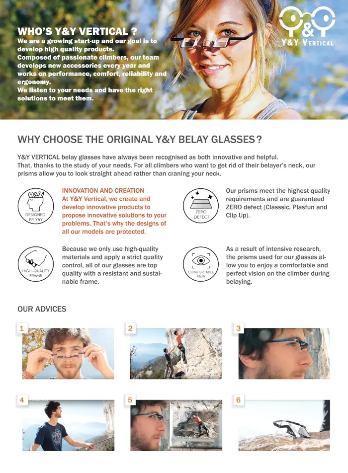 YYVERTICAL | Classic Belay Glasses | Sturdy and Comfortable Belay/Prism Glasses for Rock Climbing Blue - product information 1