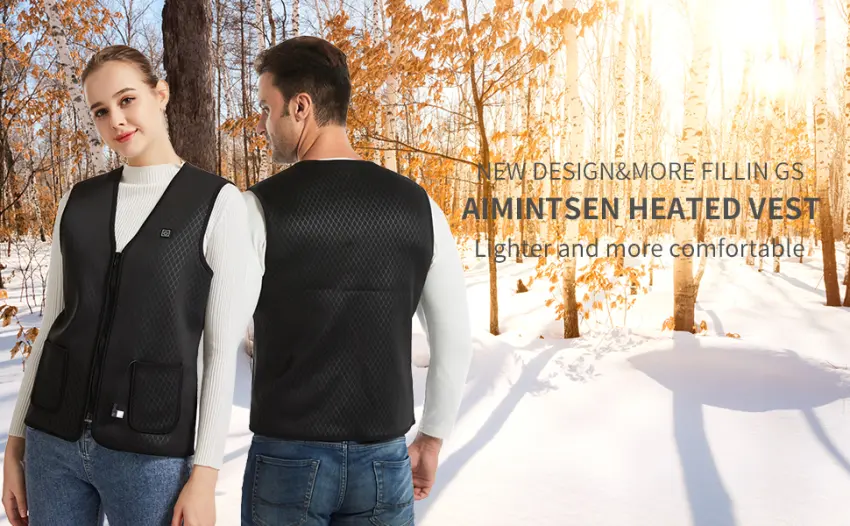 AIMINTSEN Heated Vest, USB Charging Electric Heated Jacket Washable for Women Men Outdoor - AIMINTSEN Heated vest