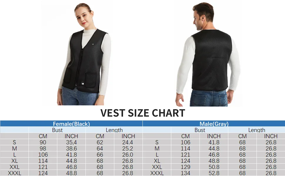 AIMINTSEN Heated Vest, USB Charging Electric Heated Jacket Washable for Women Men Outdoor - size