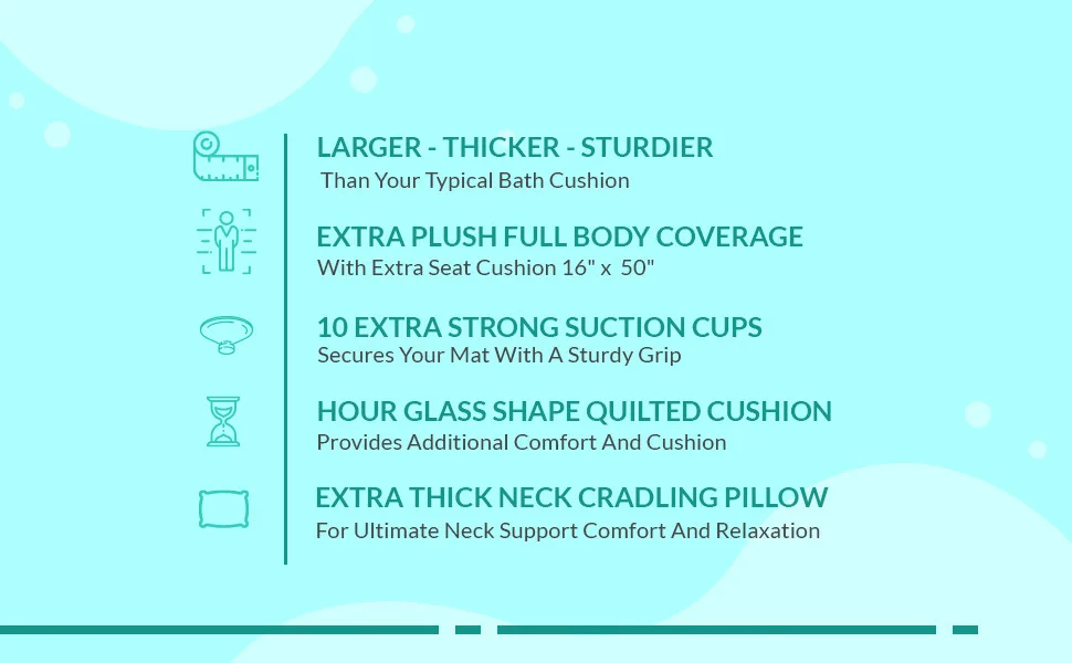 ProCore Products Luxurious Full Body Spa Pillow - Plush Neck Pillow - Extra Seat Cushion for Ultimate Support, Comfort, Relaxation - Full Body Bath Pillow - spa bath pillow, bath mat