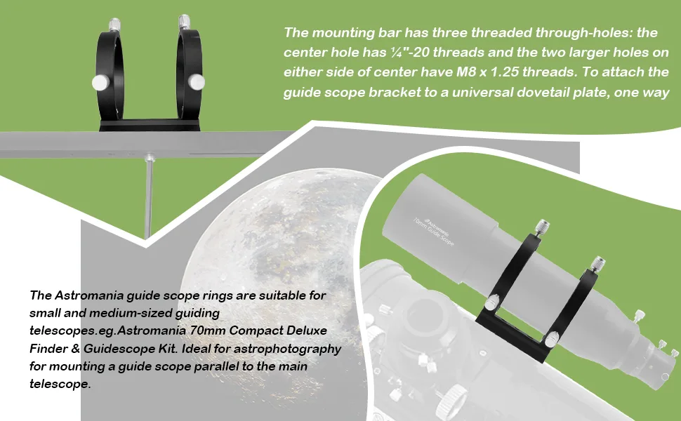 Astromania Adjustable Guiding Scope Ring Set with Plate - 90 mm Inside Diameter (Pair) - for Telescope Tube Diameter or Finders 63 to 89mm Inside Diameter -90MM - ring6