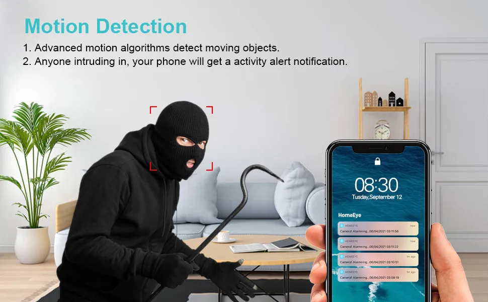 GooSpy Hidden Camera Clock WiFi Spy Camera FHD1080P Wireless Secret Nanny Cam Small Surveillance Security Cams Enhanced Night Vision Motion Detection Alert - Motion detection camera
