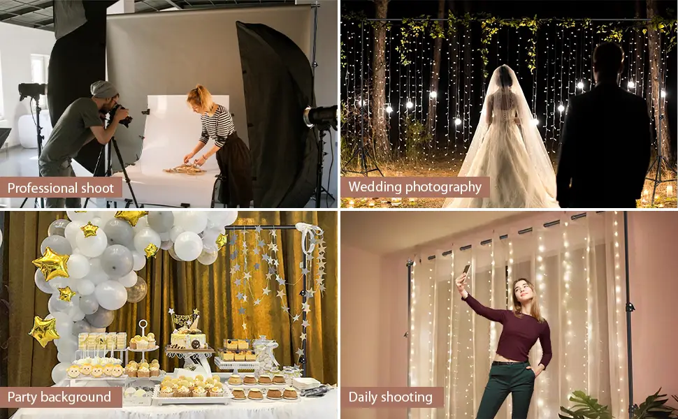 Hpusn Adjustable Backdrop Stand Kit 10ft: Photo Video Studio for Wedding Party Stage Decoration, Background Support System Kit for Photography Studio with Clamp, Sand Bag, Carry Bag BS02 - product information 8