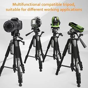 Huepar Lightweight TPD14 56" Adjustable Laser Level Tripod with 3-Way Swivel Pan Head, Quick Release Plate with 1/4" Screw Mount, Bubble Level, Multi-Function Hook and 5/8" UNF Adapter Nut - product information 16
