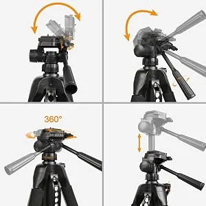 Huepar Lightweight TPD14 56" Adjustable Laser Level Tripod with 3-Way Swivel Pan Head, Quick Release Plate with 1/4" Screw Mount, Bubble Level, Multi-Function Hook and 5/8" UNF Adapter Nut - product information 18