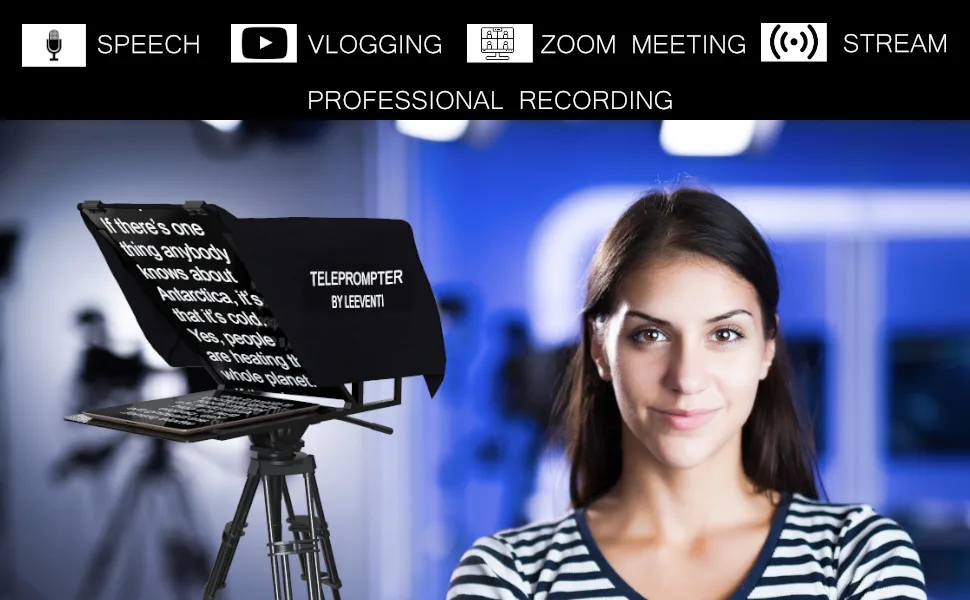 Leeventi Teleprompter I Compatible with iPhone, iPad, Android Smartphones, Photo or Video Camera I Suitable for All tripods I 600g, 30403 cm - Leeventi