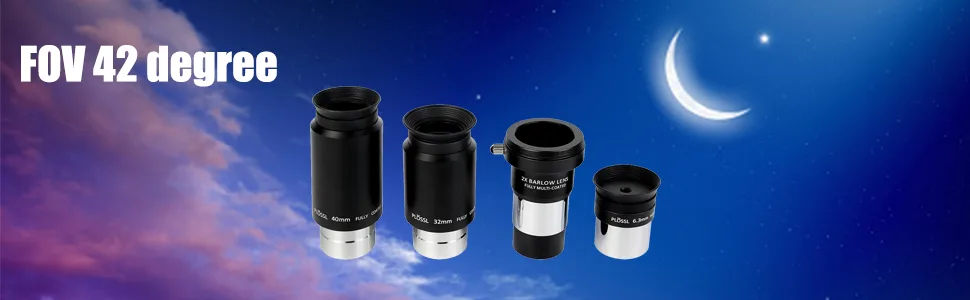 SVBONY Telescope Eyepiece Set Telescope Accessory Kit with 2X Barlow Lens 4 Element Plossl Design 6.3mm 32mm 40mm for Astronomical Telescopes - eyepieces