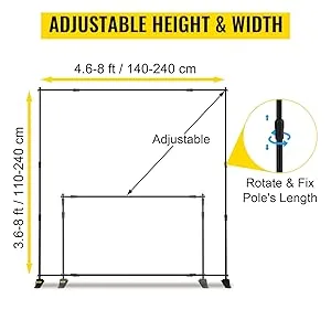 VEVOR 8 X 8 Ft Banner Stand Adjustable Height and Width Display Backdrop Lightweight Portable Trade Show Wall for Photography 88feet - banner stand