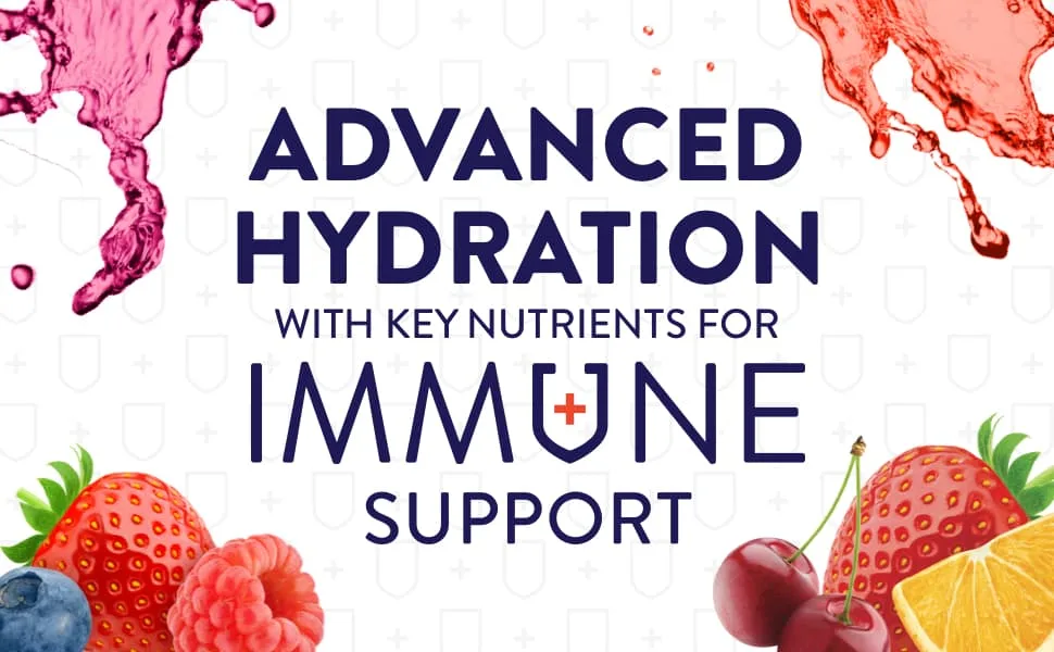 Pedialyte with Immune Support, 36 count, Electrolytes with Vitamin C and Zinc, Advanced Hydration with PreActiv Prebiotics, Mixed Berry, Electrolyte Drink Powder Packets - Advanced hydration with immune support