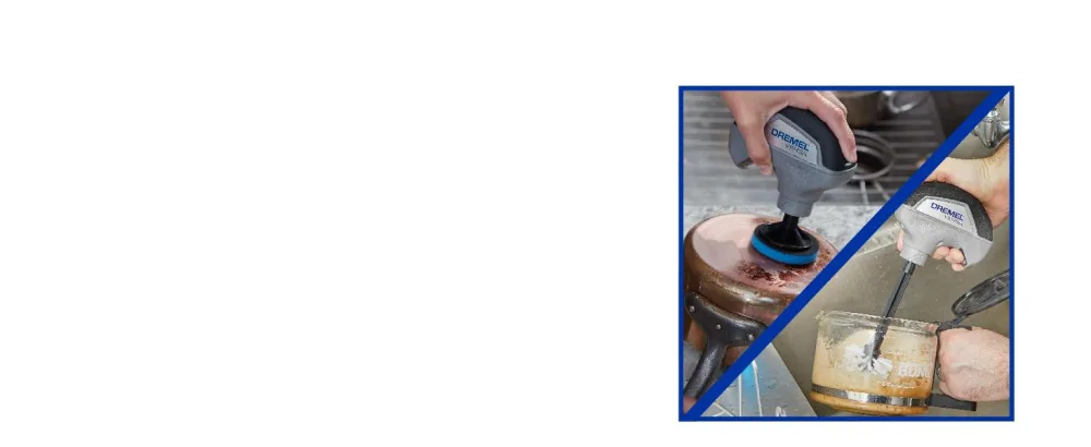 Dremel Versa Cleaning Tool- Grout Brush- Bathroom Shower Scrub- Kitchen & Bathtub Cleaner- Power Scrubber for Tile, Pans, Stoves, Tubs, Sinks Auto, & Grills- PC10-02 Versa Kit - KITCHEN CLEANING