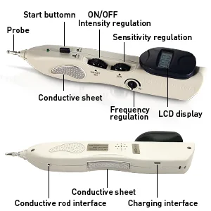 Electronic Acupuncture Pen Pain Relief Therapy Meridian Pen Find Acupoints Automatically with 3 Massage Heads Rechargeable 508B - acupuncture pen