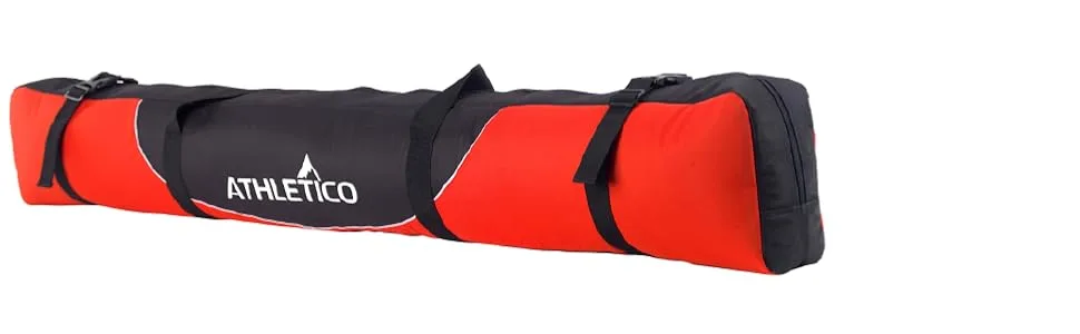 Athletico Mogul Padded Ski Bag - Fully Padded Single Ski Travel Bag Red 170cm - Waterproof & Rugged