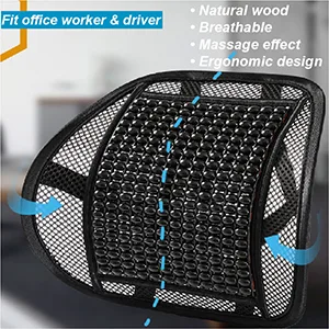 Bangled Lumbar Support, Back Support with Wooden Beads Provide Massage Feature, Breathable Back Support Cushion for Car Home and Office Chair (Black 2 Pack). - product information 3