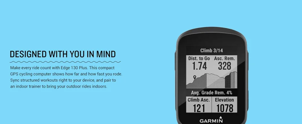Garmin Edge 130 Plus, GPS Cycling/Bike Computer, Download Structure Workouts, ClimbPro Pacing Guidance and More (010-02385-00), Black - Garmin Edge 130 Plus