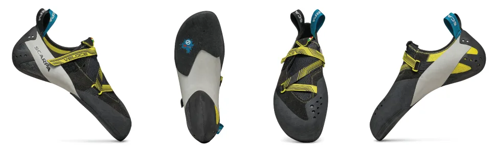SCARPA Men's Veloce Rock Climbing Shoes for Gym Climbing Black/Yellow 7-7.5 - Slide