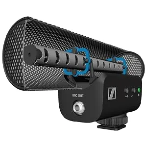 Sennheiser Professional MKE 400 Directional On-Camera Shotgun Microphone with 3.5mm TRS and TRRS Connectors for DSLR, Mirrorless & Mobile , Connects with Auxiliary - MKE 400